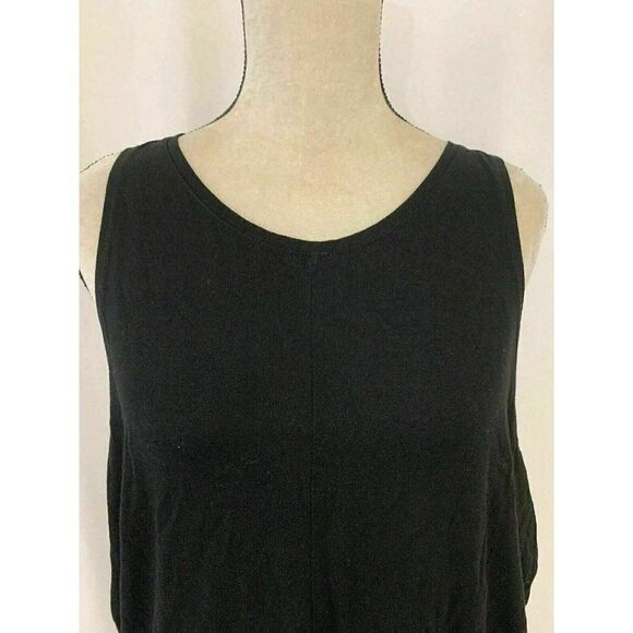 Zara Womens Solid Black Scoop Neck Oversized Tank Top Viscose Medium - Picture 2 of 6